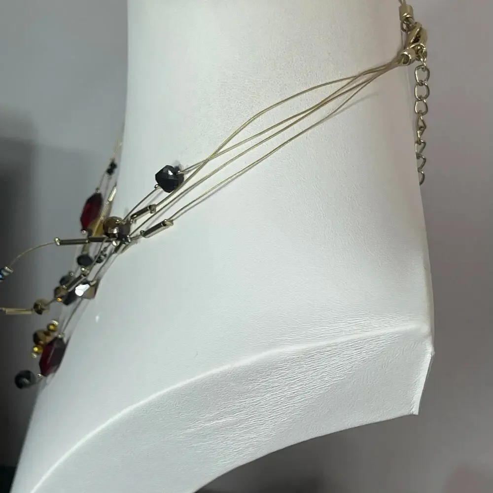 Chico's beaded necklace on wire faceted beads costume signed jewelry beaded - Picture 7 of 13